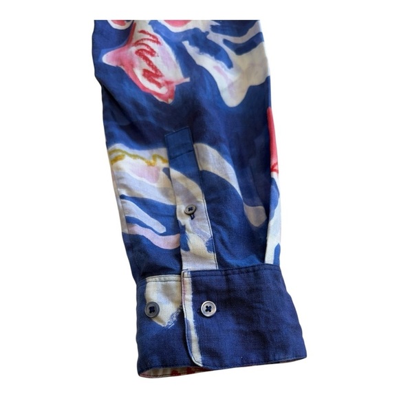 Aritiza | Babaton Tahoma Linen Floral Watercolour Pattern Blouse - Size Small - Picture 5 of 15